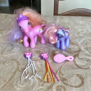 2004 Hasbro G3 My Little Pony Super Long Hair Rainbow Flash With Baby Romperooni